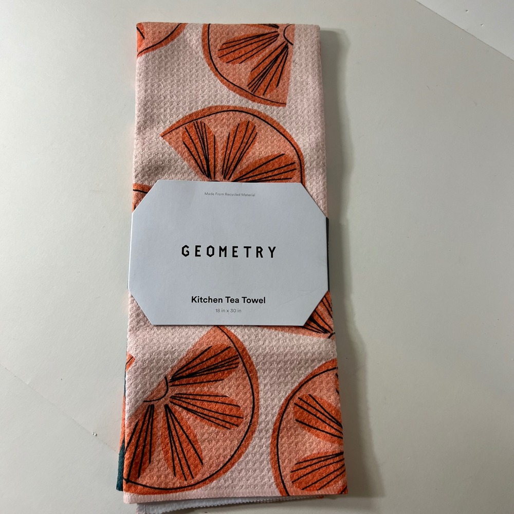 Geometry Kitchen Tea Towels Orange Slices Design Orange NWT